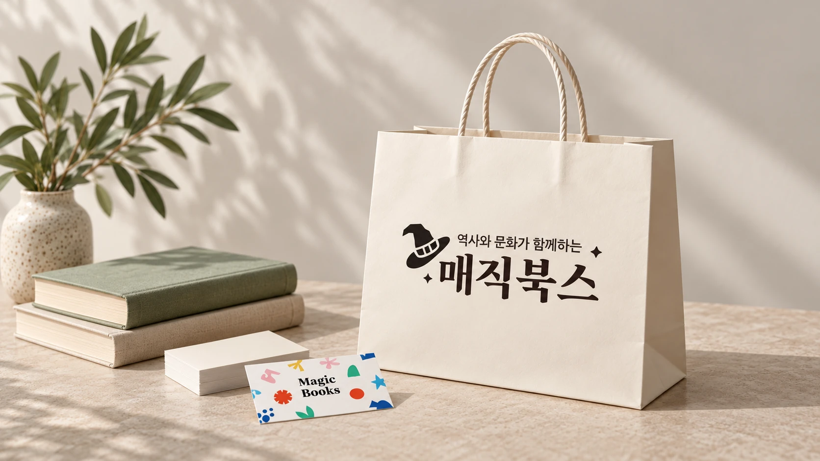 매직북스 브랜드 적용 목업